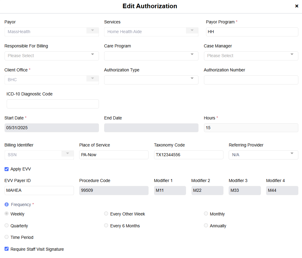 New Authorization Screenshot