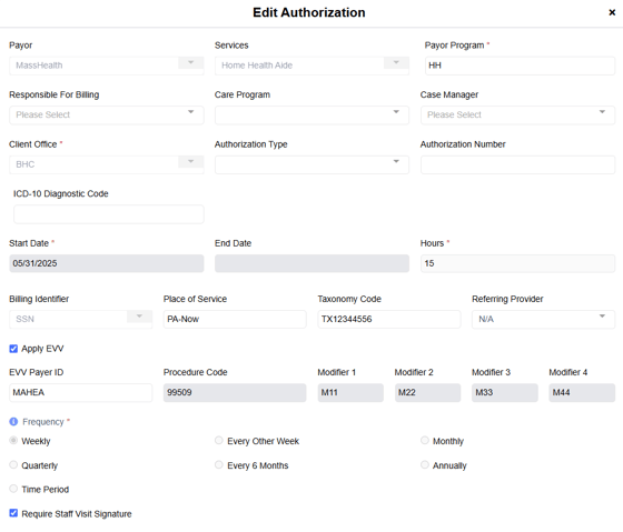 New Authorization Screenshot