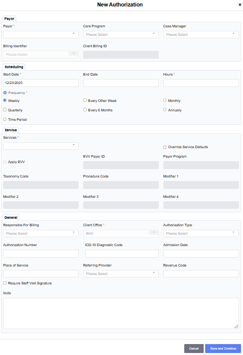 Create Authorization Form