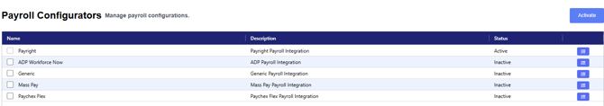 Payroll Configurator Screen