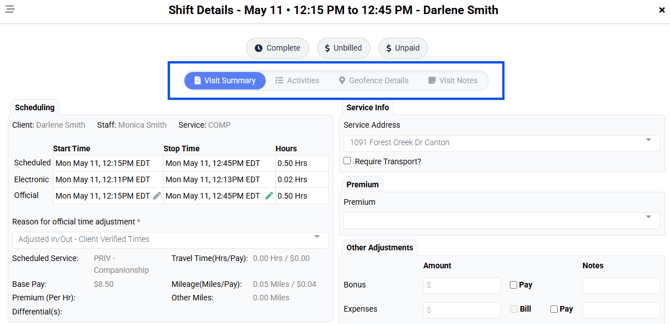 Shift Details v2 home