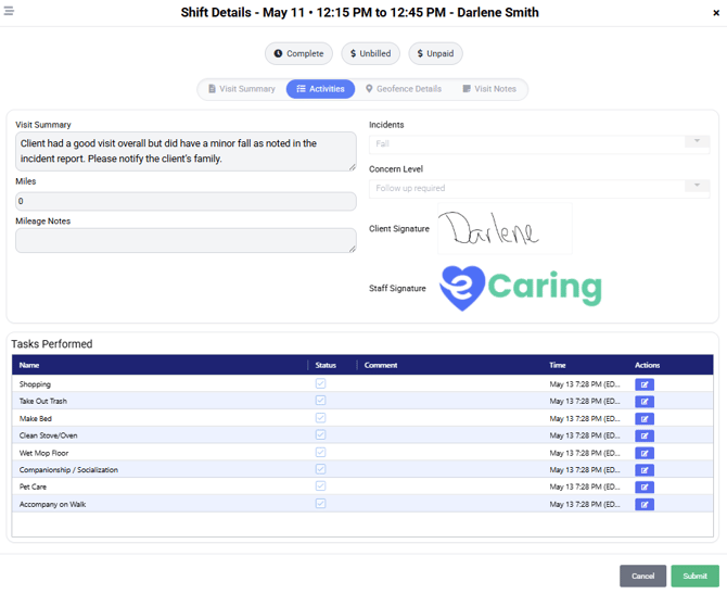 Shift Details_activity screen